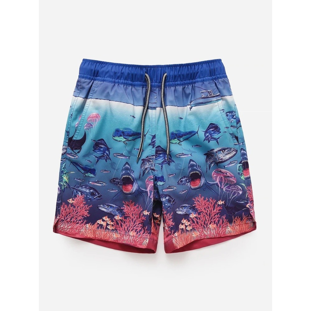 PETER MILLAR  $64 NWOT Youth Collection Boys' Ocean Traffic Swim Trunk S 7/8